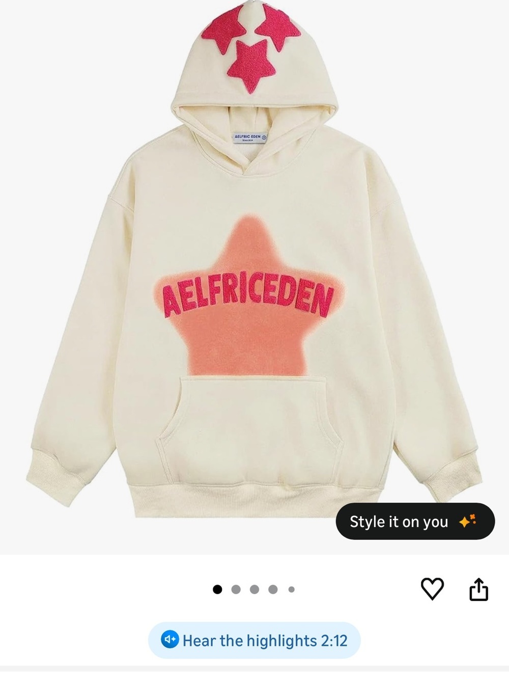 Aelfric Eden Graphic Hoodies Unisex Y2K Printed Hoodie Sweatshirt NWT Large